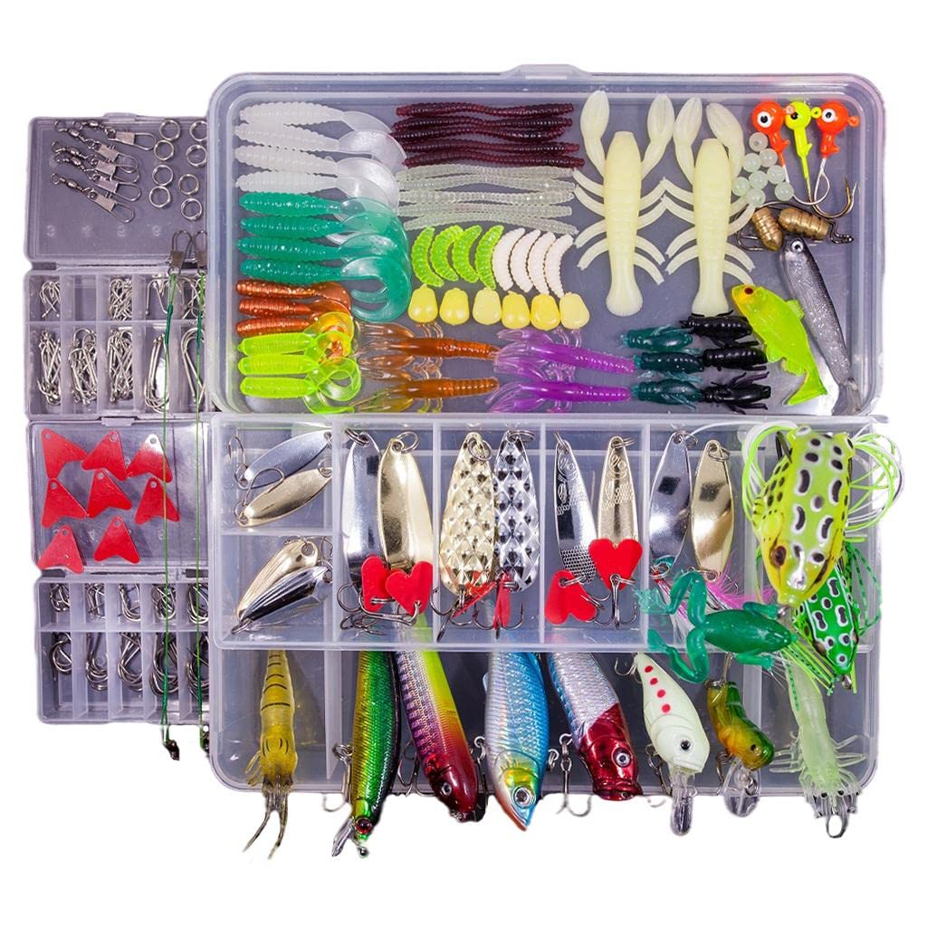 Angelköder Set Kunstköderbox Angelzubehör Angelhaken Metall Weichplastik für Angeln Im Ozean Süßwasser Geschenk Heimdekoration