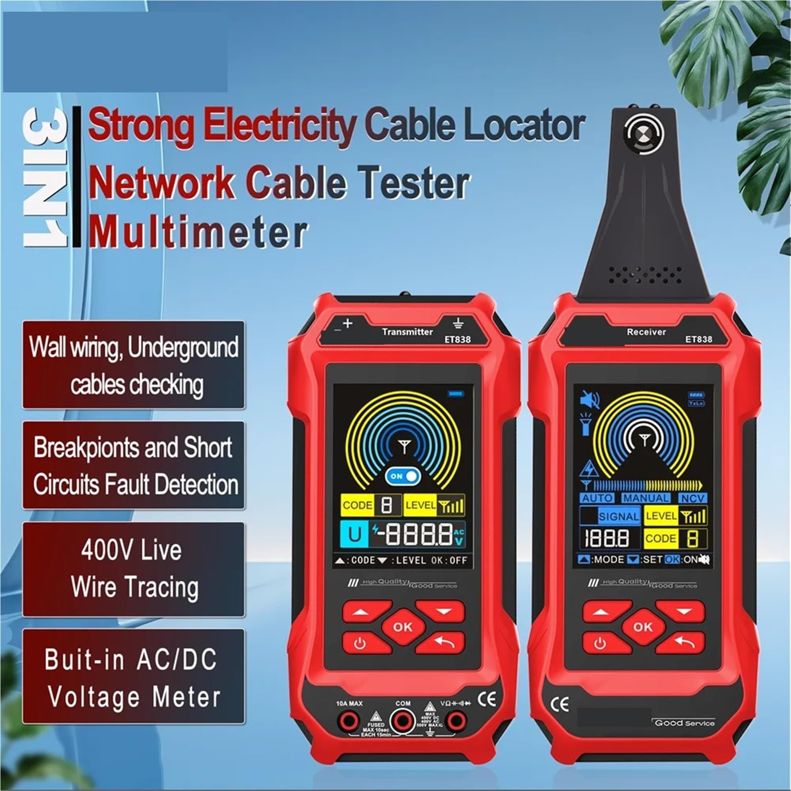 Tester Kabli Sieciowych, Wytrzymały lokalizator kabli elektrycznych, wykrywacz zwarć w podziemnych instalacjach ściennych, tester sieciowych, cyfrowe multimetry