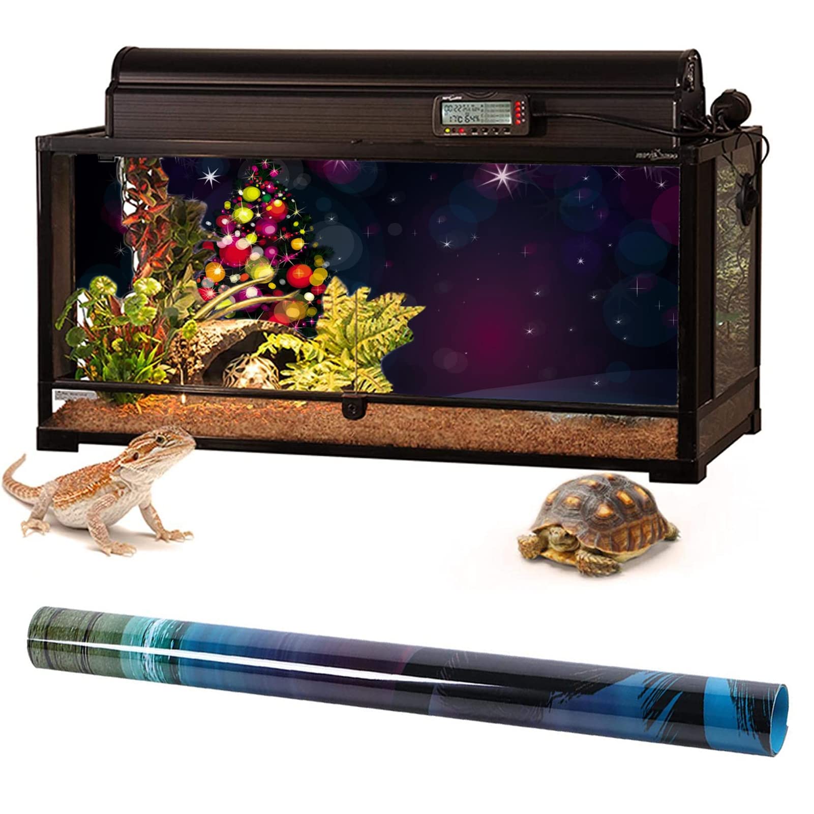 BAHULA Adesivo per acquario di Natale con sfondo per acquario, adesivo per acquario, sfondo 3D in PVC, autoadesivo per acquario, sfondo acquario, 122 x 76 cm