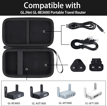 Case for GL.iNet GL-BE3600 Portable Travel Router and Power Adapter