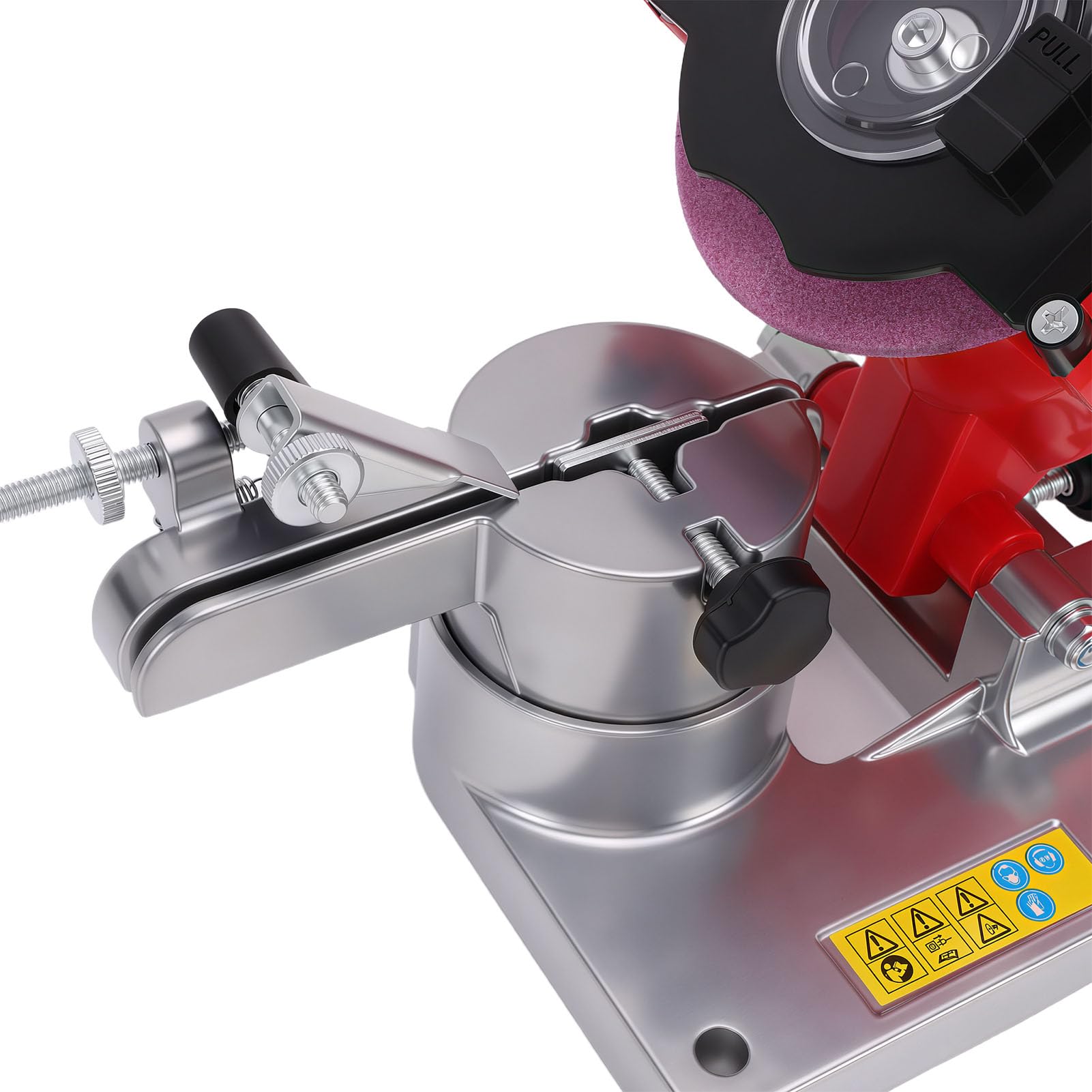Afilador de Motosierra Eléctrico de ángulo Ajustable de 250 W para un Afilado Seguro y Eficiente de Cadenas de 1/4 a 3/8 Pulgadas con Portátil Rojo (Enchufe de la UE)