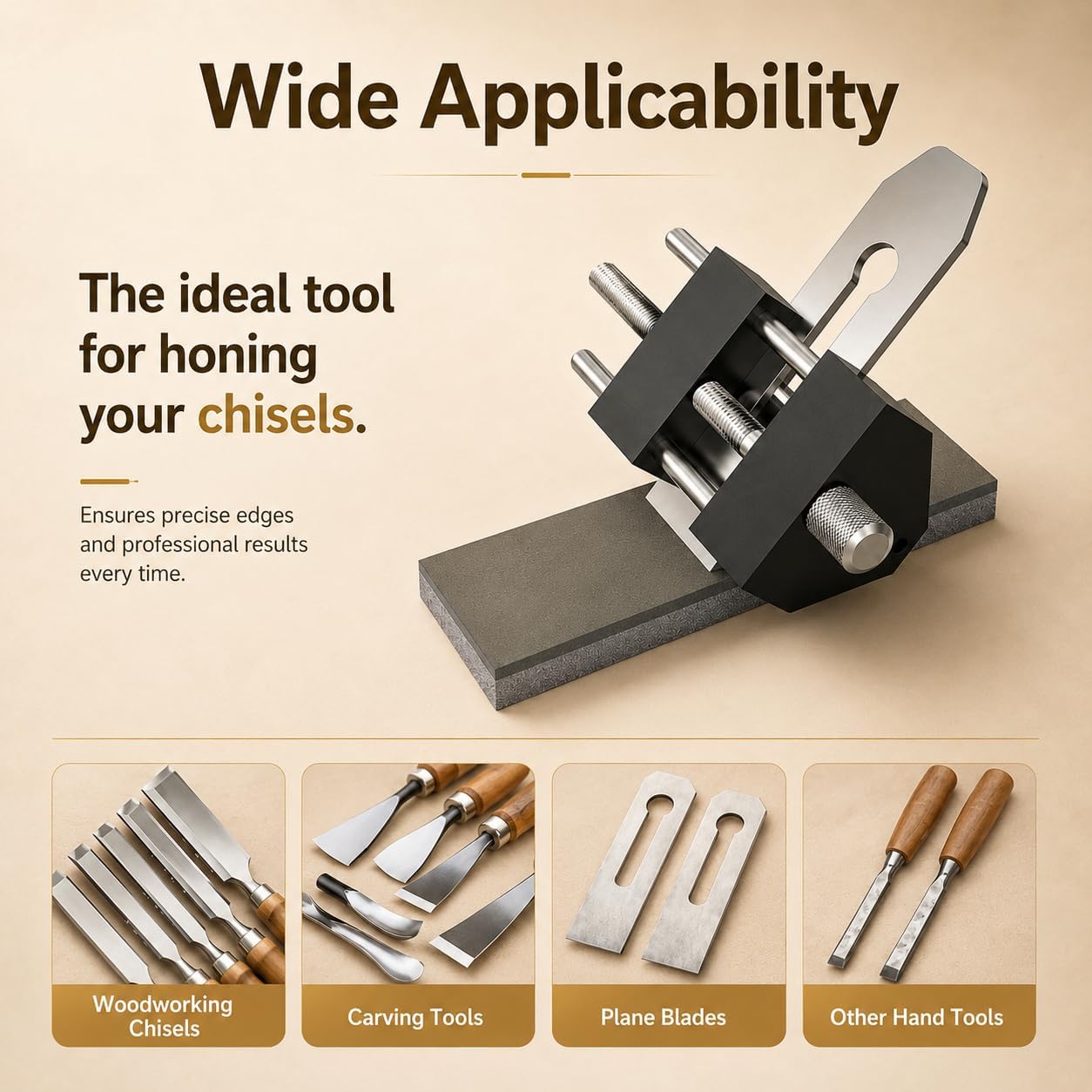 Chisel Sharpening Jig Kit with 2Pcs Sharpening Stone | 2Pcs Sharpening Stone Sharpen 5/32-Inch to 3-Inch Chisels and Plane Blades with Angle Fixtures and Gauges