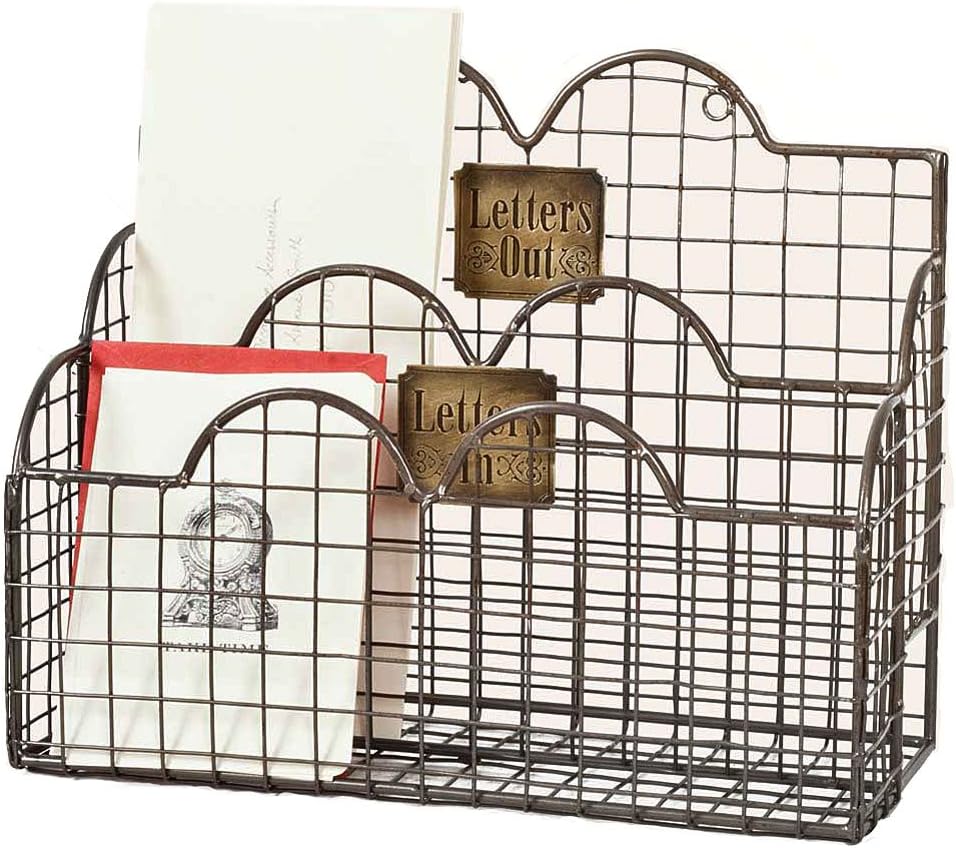 Colonial Tin Works Industrial Galvanized Steel Wire Letter/File Desk Organizer Holder Office Storage, Gray (370041)