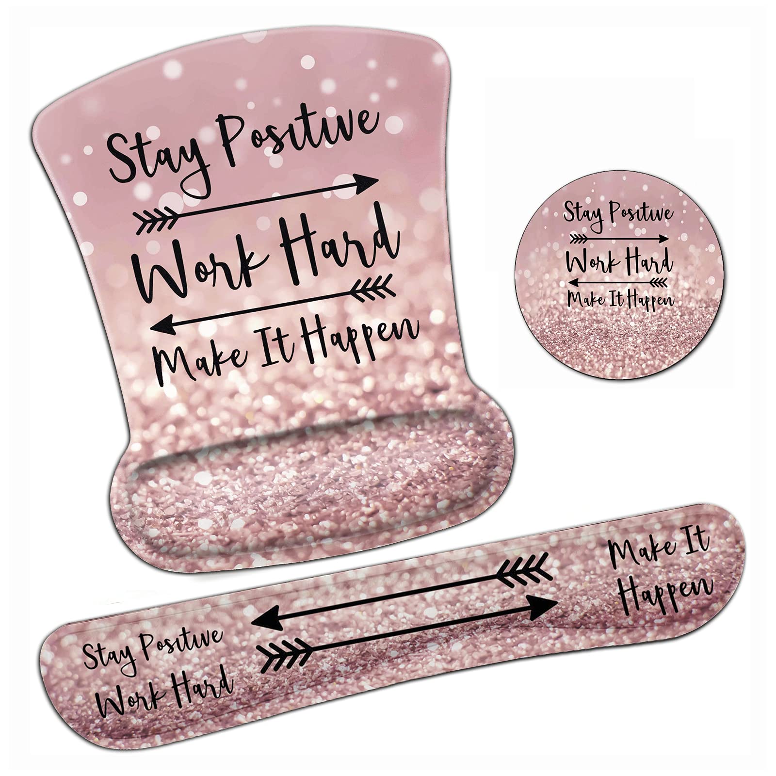 Ergonomic Mouse Pad & Keyboard Wrist Rest Set With Bible Verse Coaster - Pain Relief Support