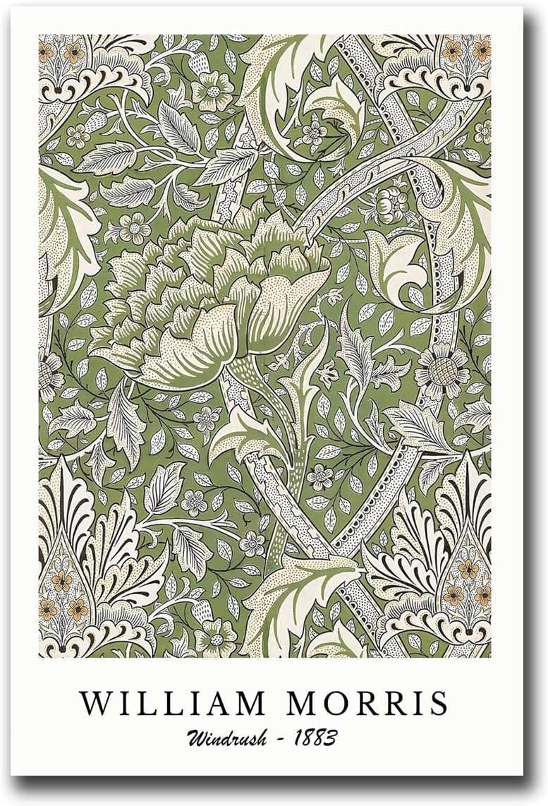 ZZYGGN GMGSW William Morris Prints 《Windrush》Poster Exhibition Wall Art William Morris Canvas Painting Flower Picture for Home Wall Decor 16x20in Frameless