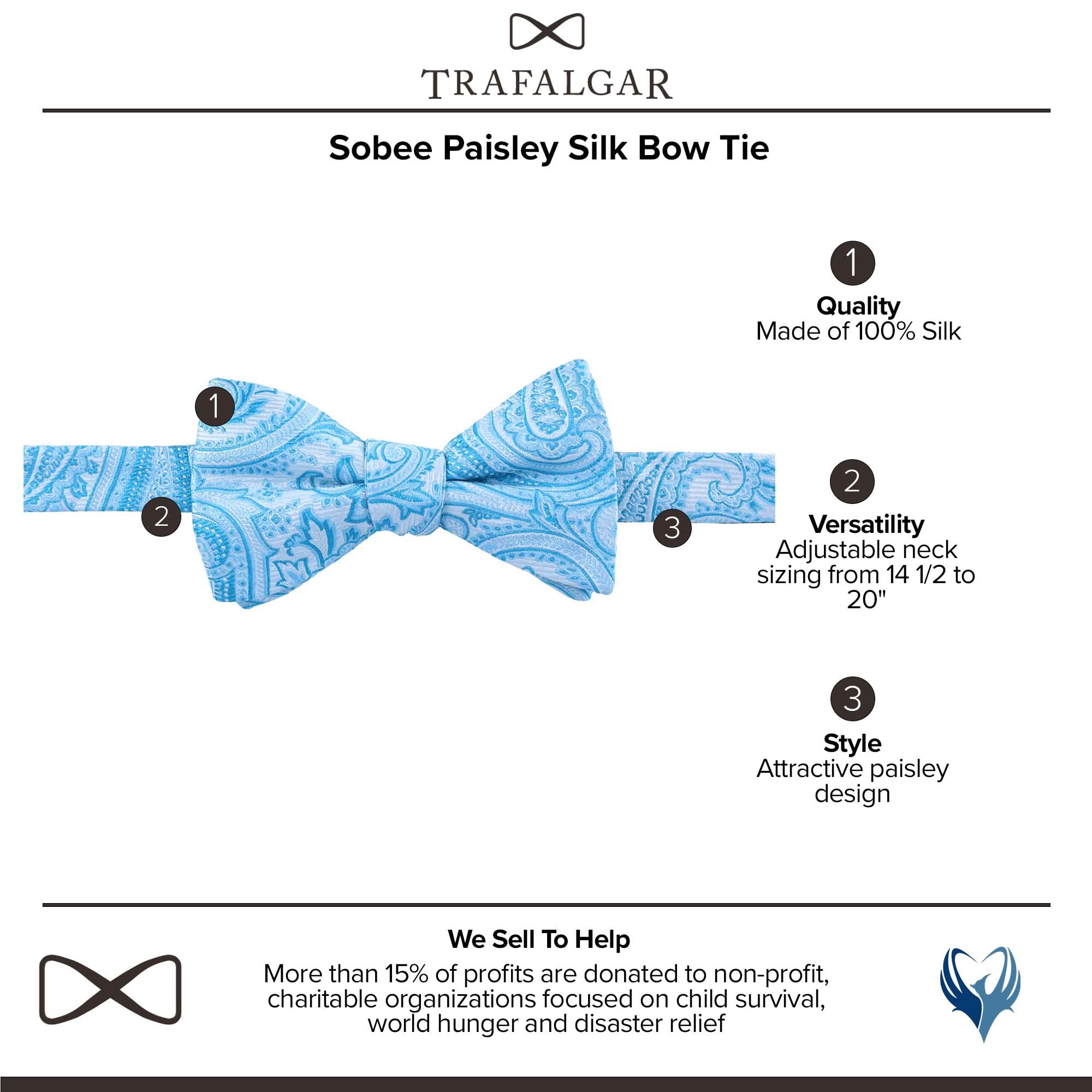 Trafalgar Papillon Sobee Paisley in seta, Azzurro chiaro, taglia unica