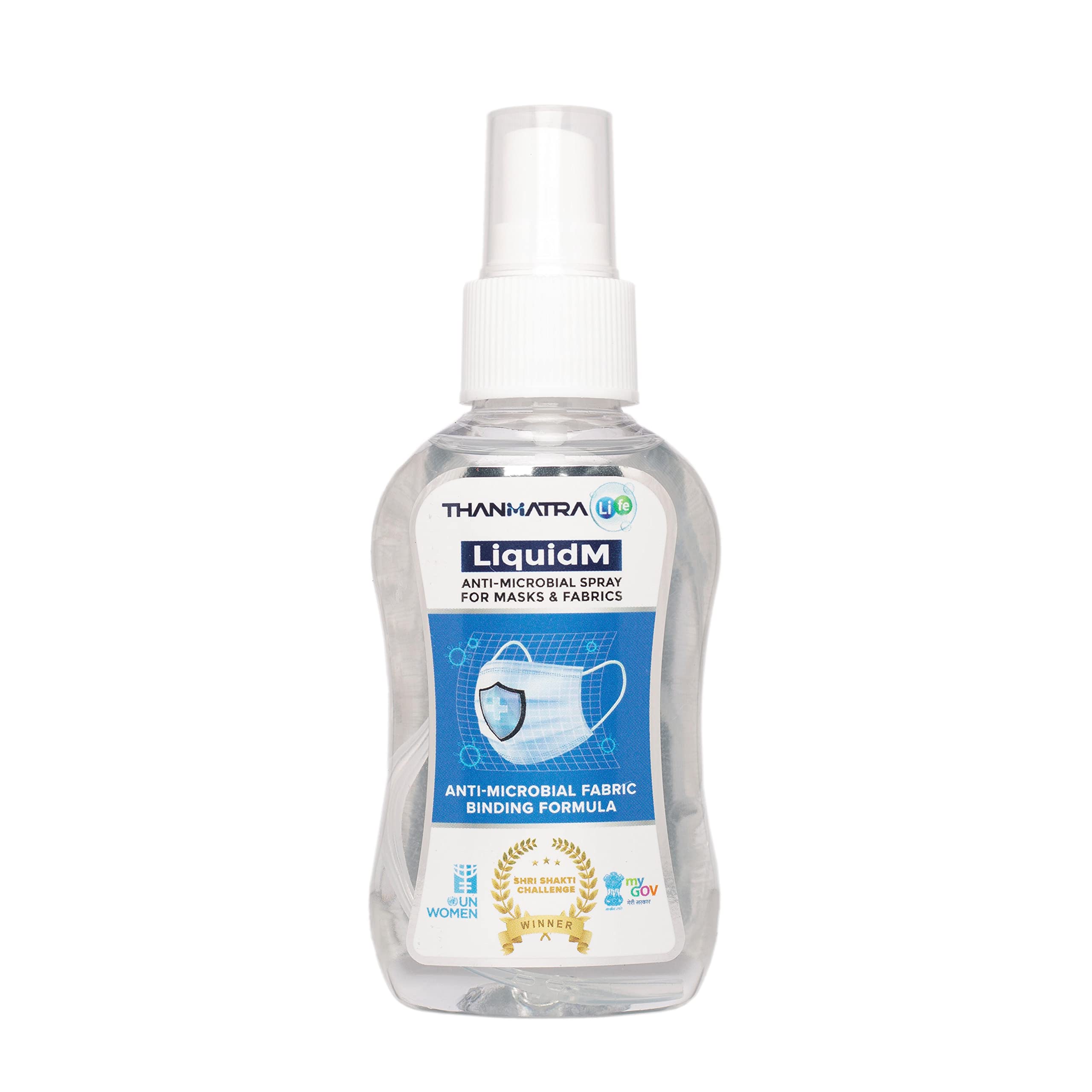 Thanmatra Life Anti-Microbial LiquidM | Fabric & Mask Surface Disinfectant Spray | Prevents & Continuously Kills 99.99% Bacteria, Viruses (100 ML)