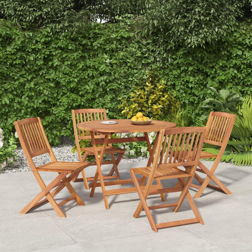 Salon de jardin 5 pièces en bois d'acacia massif huilé avec table et chaises pliantes