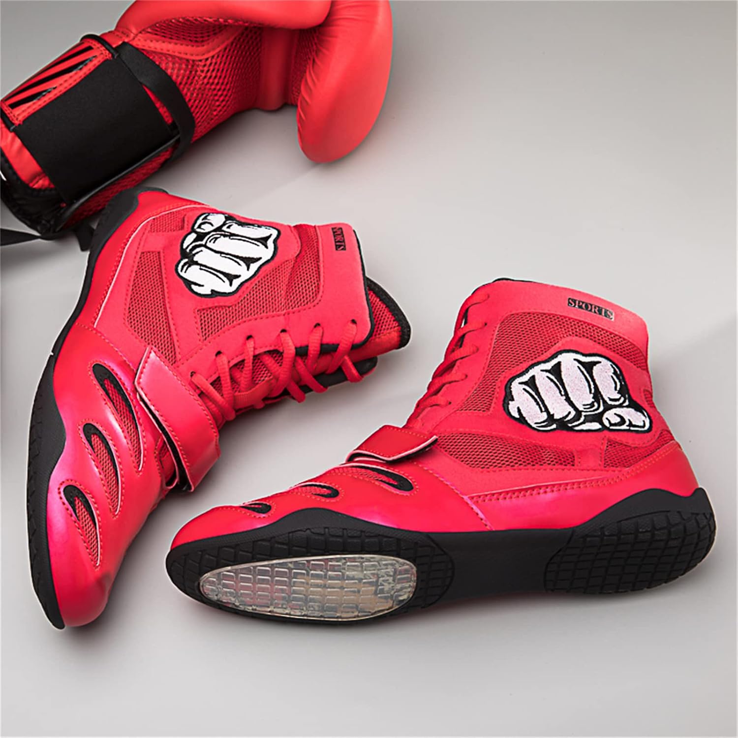 Men's Women's Wrestling Shoes Non Slip Breathable Ankle Protection Squat Boxing High top Training Boots Sports Fitness Shoes