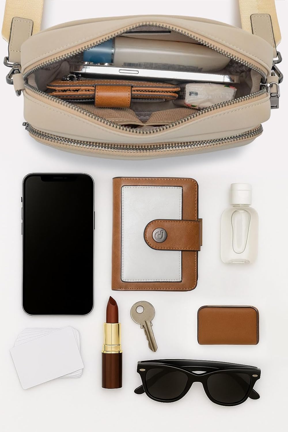 Small Crossbody Bag for Women, Triple Zipper Purse with Card Slots, Lightweight Shoulder Bag for Travel - Image 4