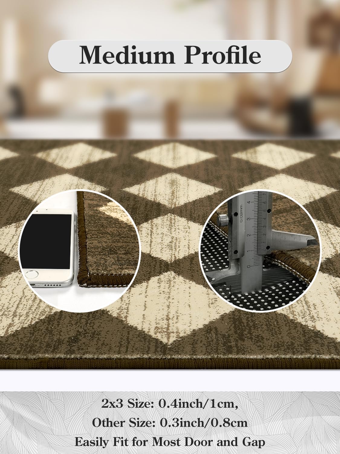 Lahome Small 2x3 Kitchen Rugs Non Slip, Machine Washable Entryway Rugs, Moroccan Trellis Indoor Soft Non-Slip Non-Shedding Throw Bathroom Carpet for Doorway Bedside Laundry Room, Brown - Image 7