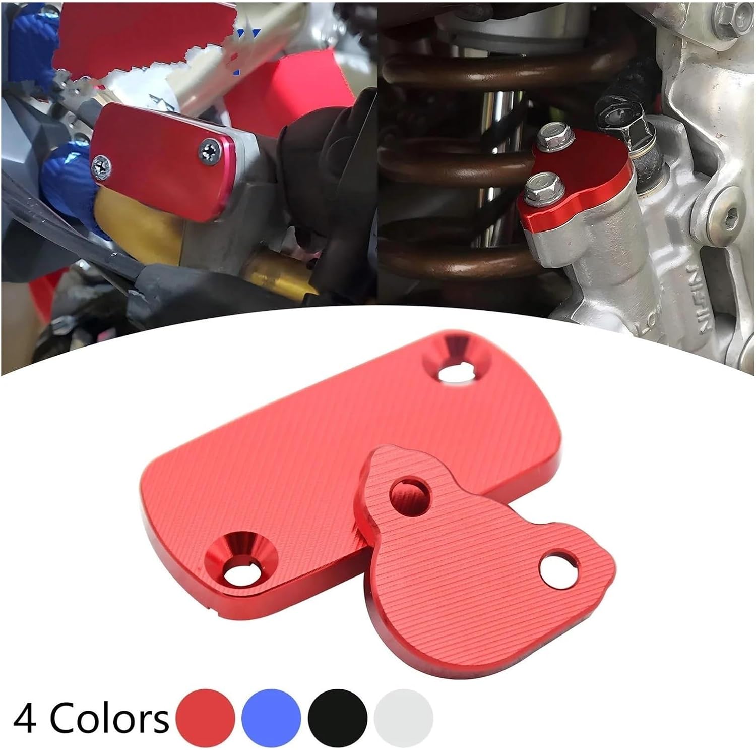 Motorcycle CNC Front Rear Brake Fluid Reservoir Cover Cap Compatible With CRF450X 2005-2019(RED)
