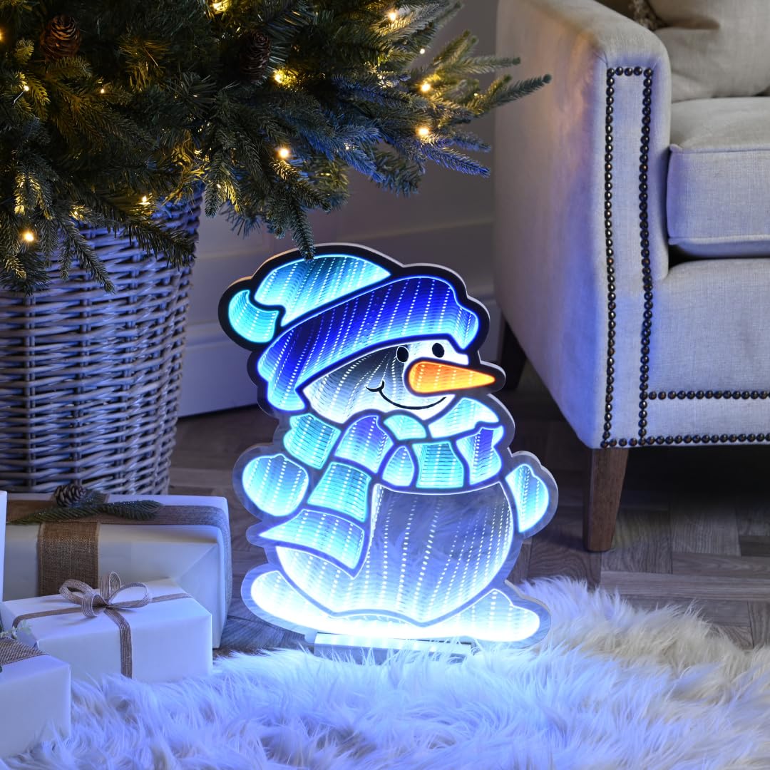 Samuel Alexander Light/Blue/White 40Cm Up Snowman Infinity Christmas Decoration With And Leds