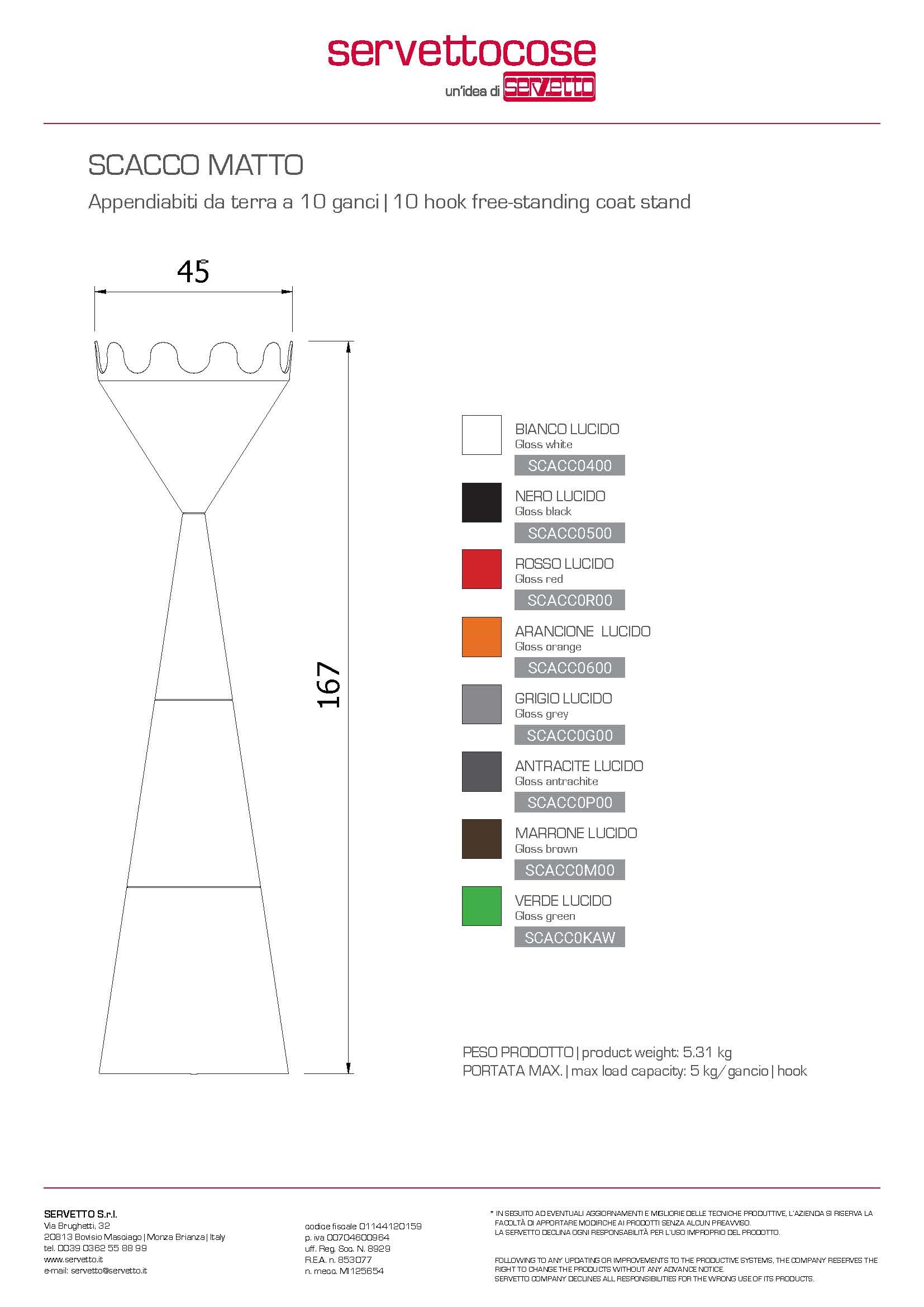 SCACCO MATTO BIANCO Appendiabiti da terra by Servettocose