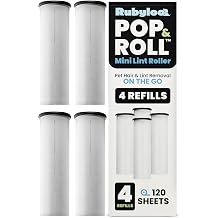 Rubyloo Retractable Mini Lint Roller for Pet Hair, Refills, 120 Sheets