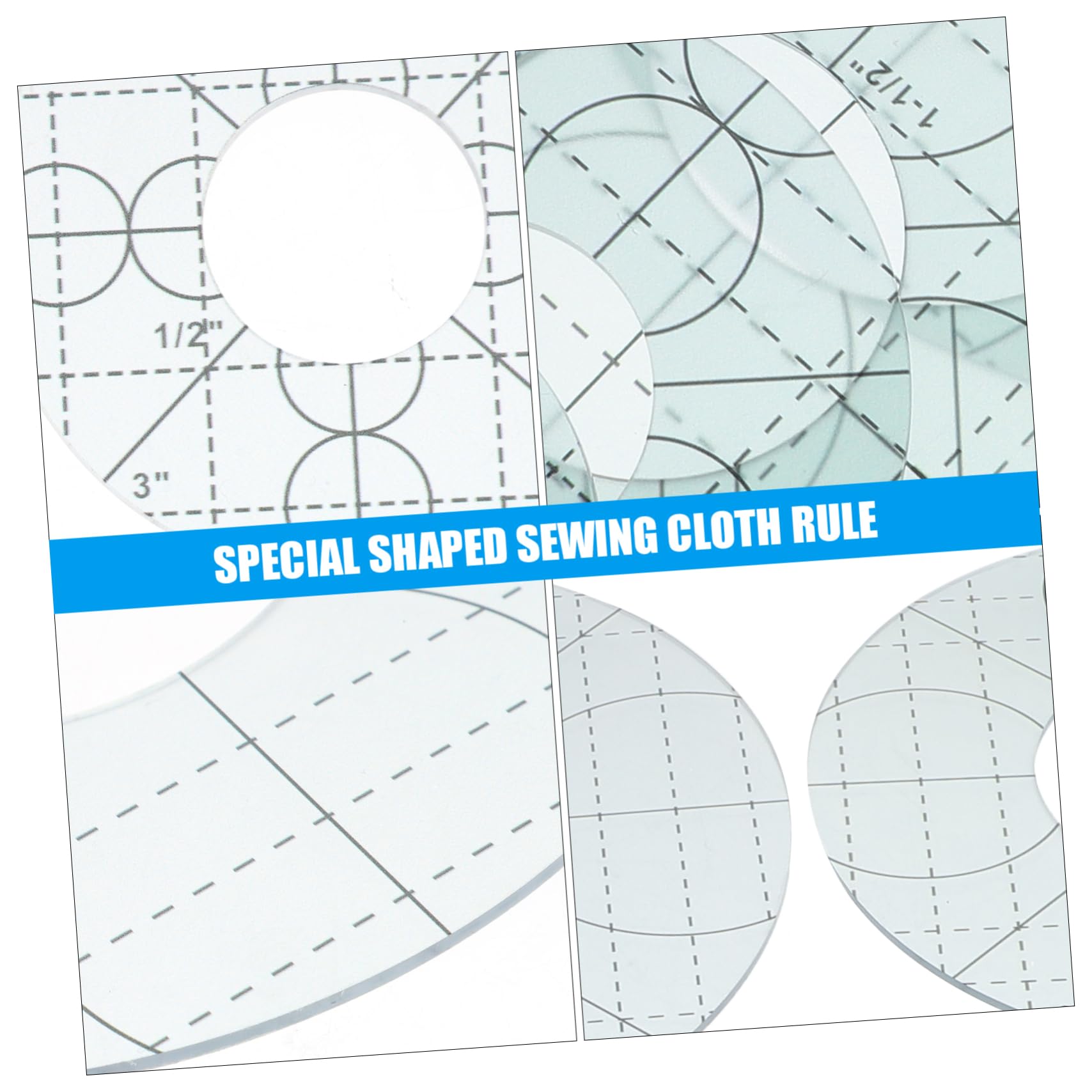 Set 5 Pezzi Righelli per Patchwork in Acrilico, Accessori per Quilting Leggeri e Portatili per Cucito e Ricamo