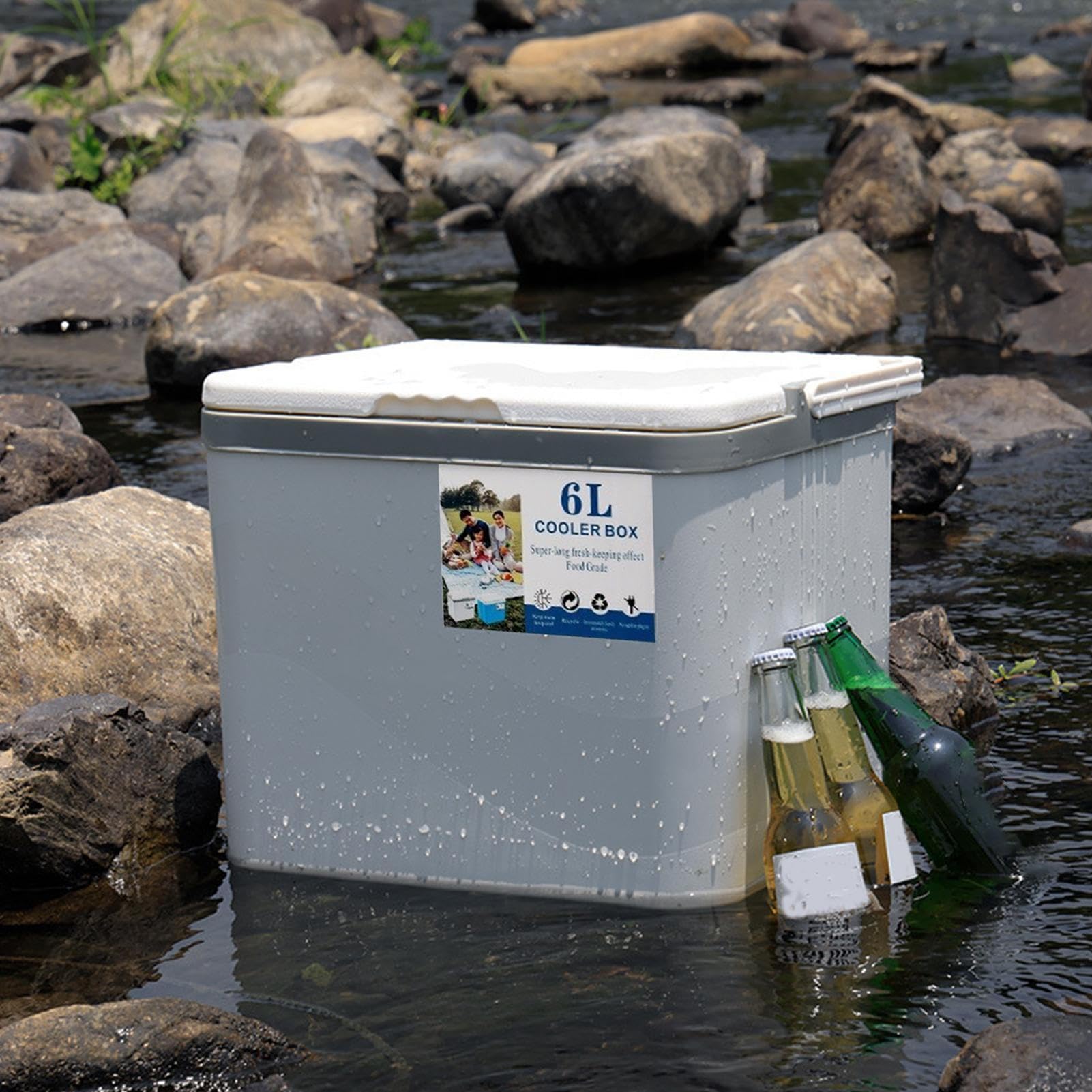 a Baule Portapranzo Isolato Box Freezer Portatile Antigoccia | da Campeggio per Spiaggia, Picnic, Gite, Feste all'Aperto, Barca, Trekking, Campeggio e Outdoor