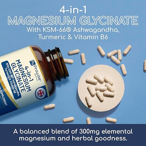 Miniatura 8 de Glicinato de magnesio 4 en 1 añadido con Ashwagandha KSM-66, cúrcuma y vitamina B6  90 cápsulas veganas  4,001 mg por porción  Cápsula fácil de