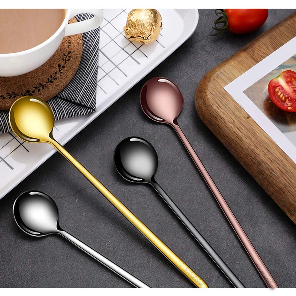 Cucchiaini Lunghi Acciaio Inox Utensili Cucina Eleganti Set 4 - Manico Lungo Per Espresso Dessert Gelato Cucchiaini Caffè Acciaio Inox Cucchiai Confettata