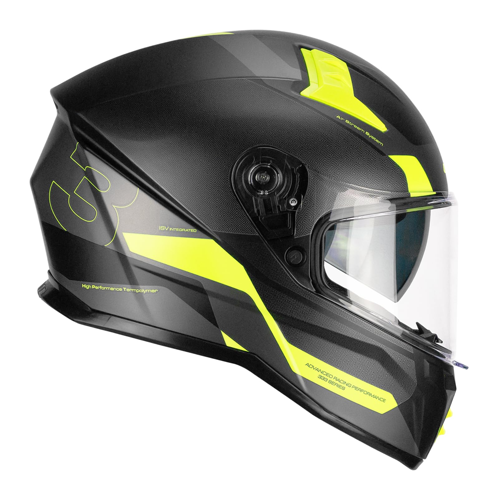 CGM Casco integrale,333G ONYX SPORT Nero Giallo fluo opaco, M