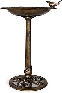 Backyard Expressions Outdoor Garden Bird Bath with Bird - Bronze - Weath...