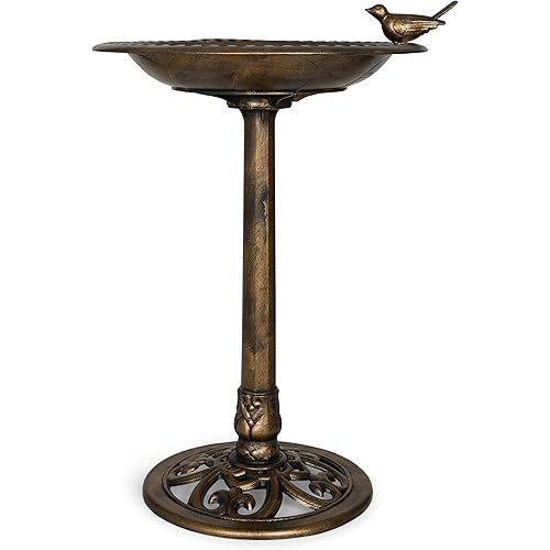 BACKYARD EXPRESSIONS PATIO · HOME · GARDEN 912449-WB Outdoor Garden Bird Bath- Bronze- Weather Resistant Polyresin-30 Inch-Backyard Expressions