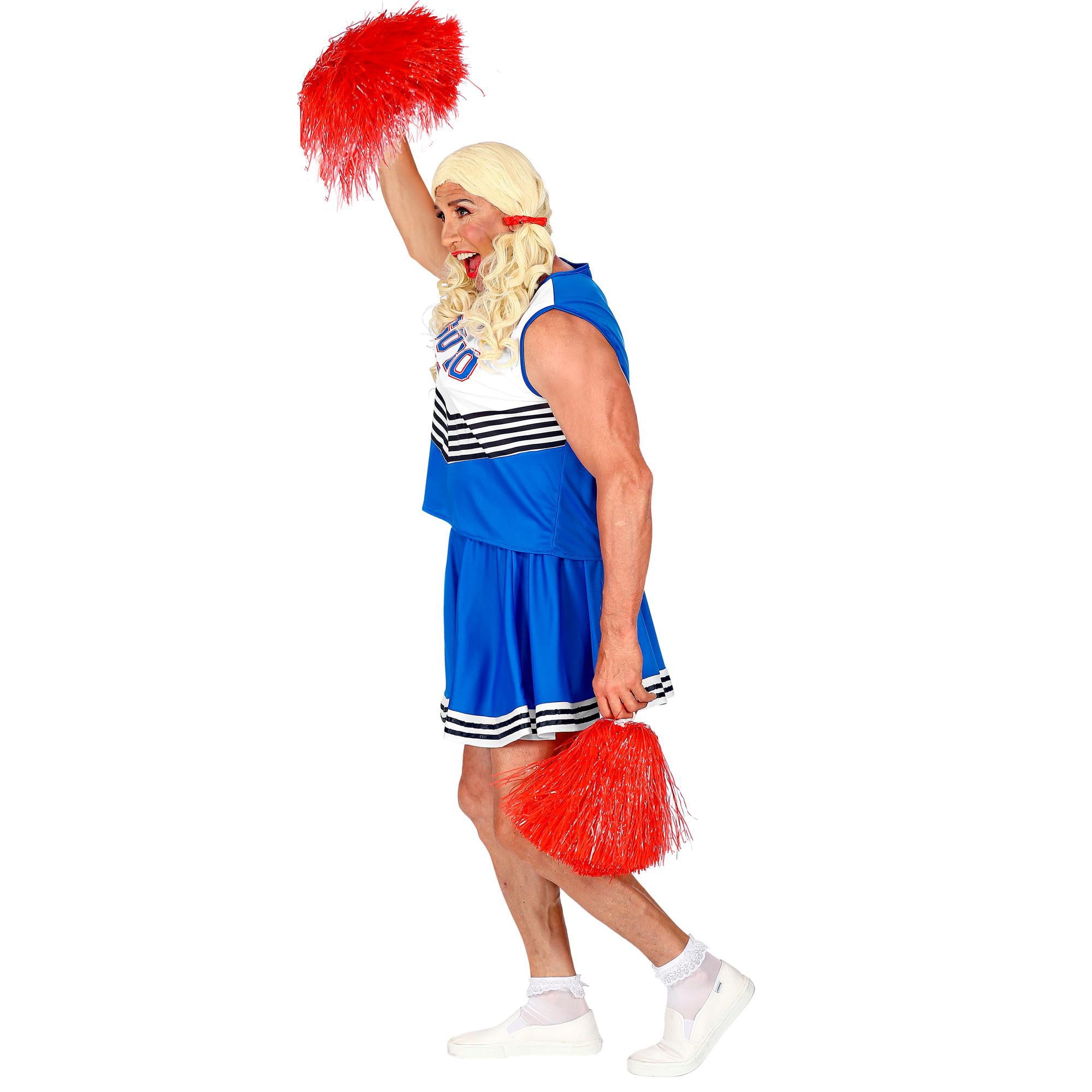 W WIDMANN MILANO Party Fashion - Costume da cheerleader per uomo, top e gonna, drag queen, uniforme scolastica, costumi in maschera, JGA