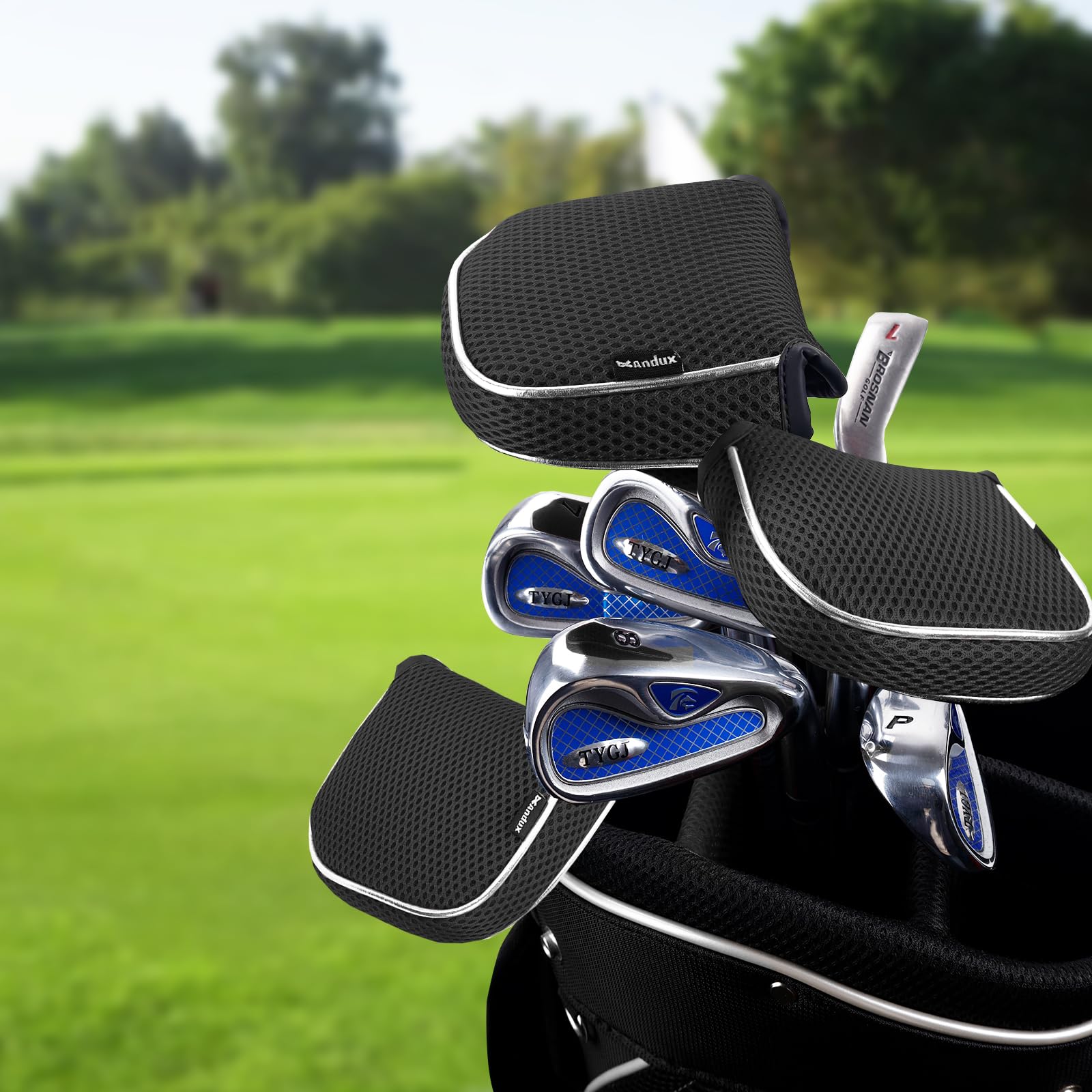 Andux Mallet Cover Golf Putter Head Covers per albero centrale Putter Nero MT/TG17, Quadrato