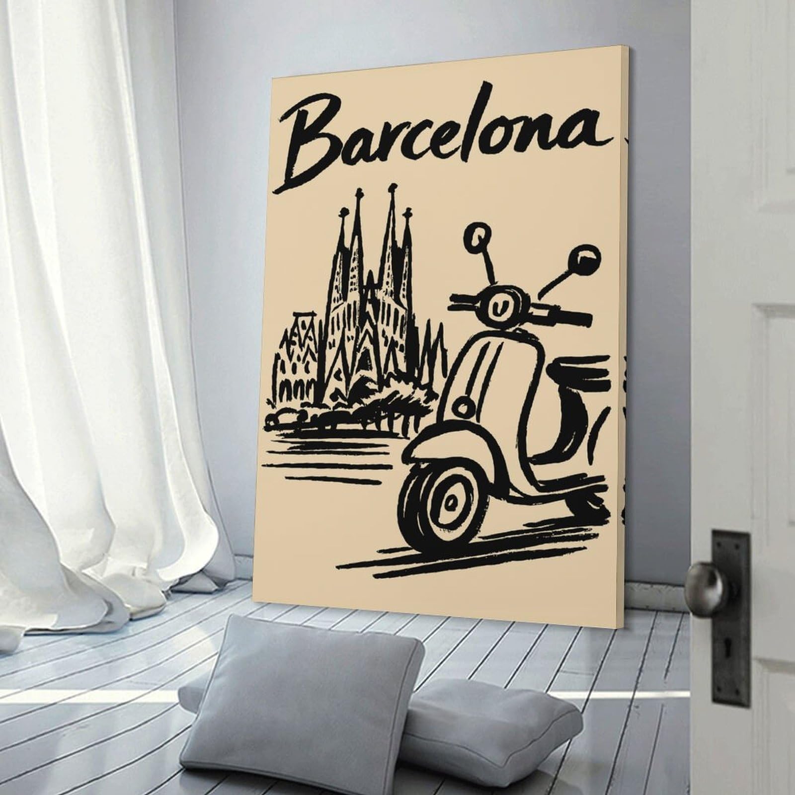 Junmoney Decorative Canvas Print Barcelona Travel (8), 20x30inch(50x75cm), for Office, Study Or Home Workspace, Decorative Artwork for Productive Spaces