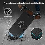 Btstring Coque pour Samsung Galaxy A10 avec Verre Trempé, Etui de Protection Antichoc de Qualité Militaire, Housse avec Anneau Support Métallique, Support de Voiture Compatible, Noir - 5