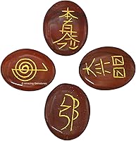 Vista 11 de Amazing Gemstone Piedras de Reiki de cristal de amatista con símbolos grabados para curación Usui Reiki, juego de 4 piezas