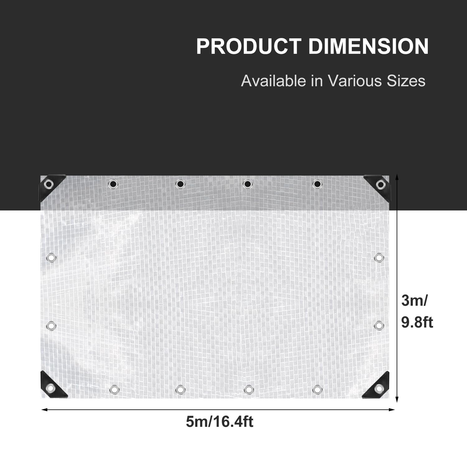 Honsaifau Clear Tarpaulin Waterproof Heavy-Duty: 3m x 5m UV Resistant 130GSM PE Sheet with Reinforced Grommets for Garden Greenhouse Outdoor Furniture & Ground Use - Image 4