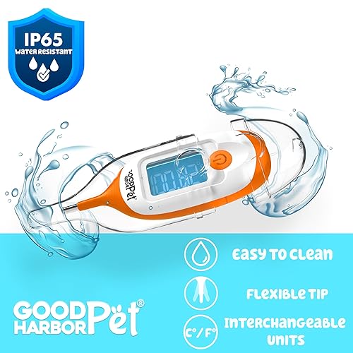 Miniatura 4 de GoodHarborPet-OnlyTemp - Lectura ultrarrápida de 10 segundos, IP55 resistente al agua, termómetro rectal de precisión para mascotas