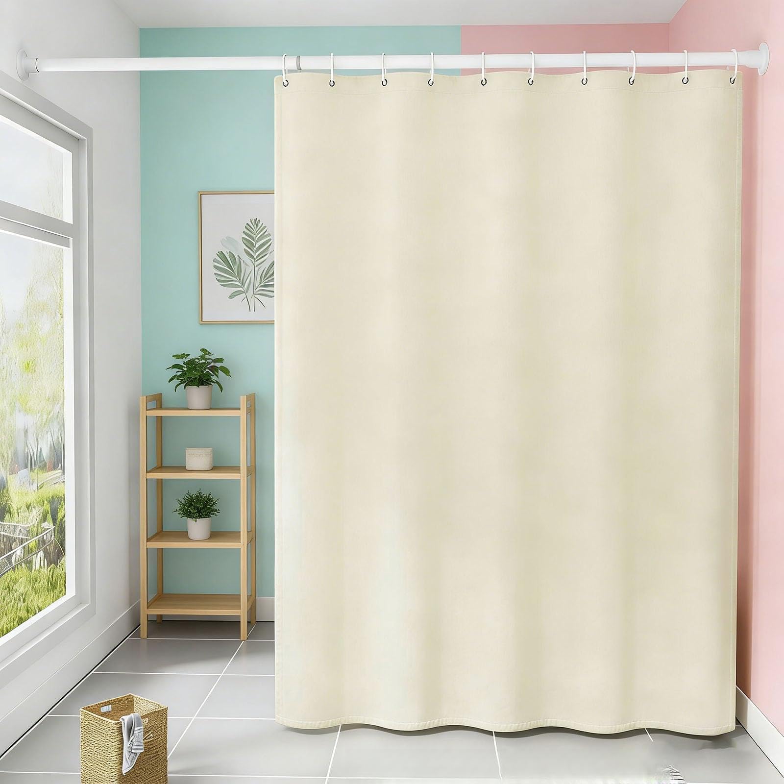 Amazon｜シャワーカーテン 150 x 270 cm 防水防カビ目隠し断熱