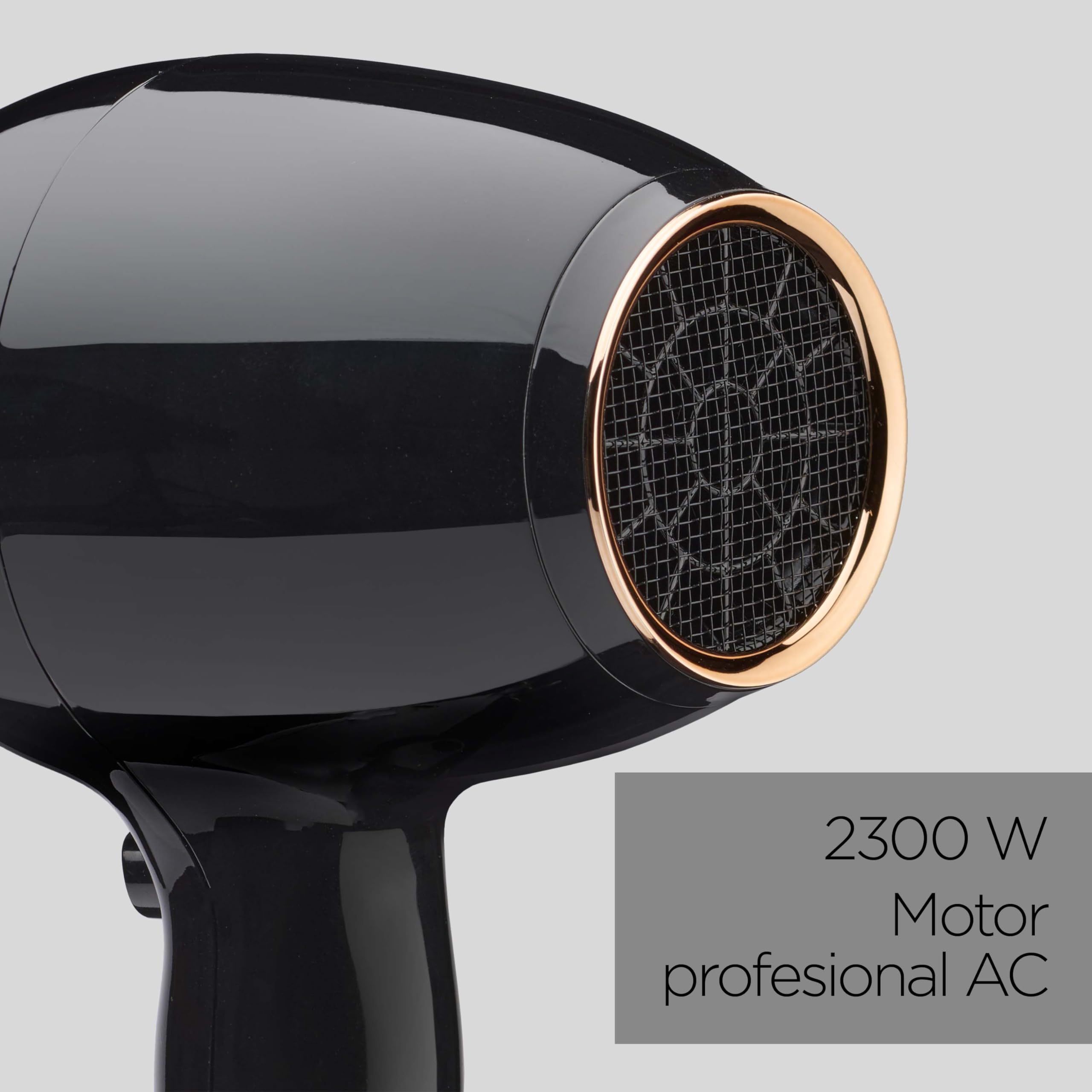 BaByliss Secador de Pelo Pro Power – Secador profesional de 2300 W, Motor AC de salón, Tecnología iónica antiencrespamiento, 3 ajustes de temperatura y 2 velocidades, Negro, D5245E
