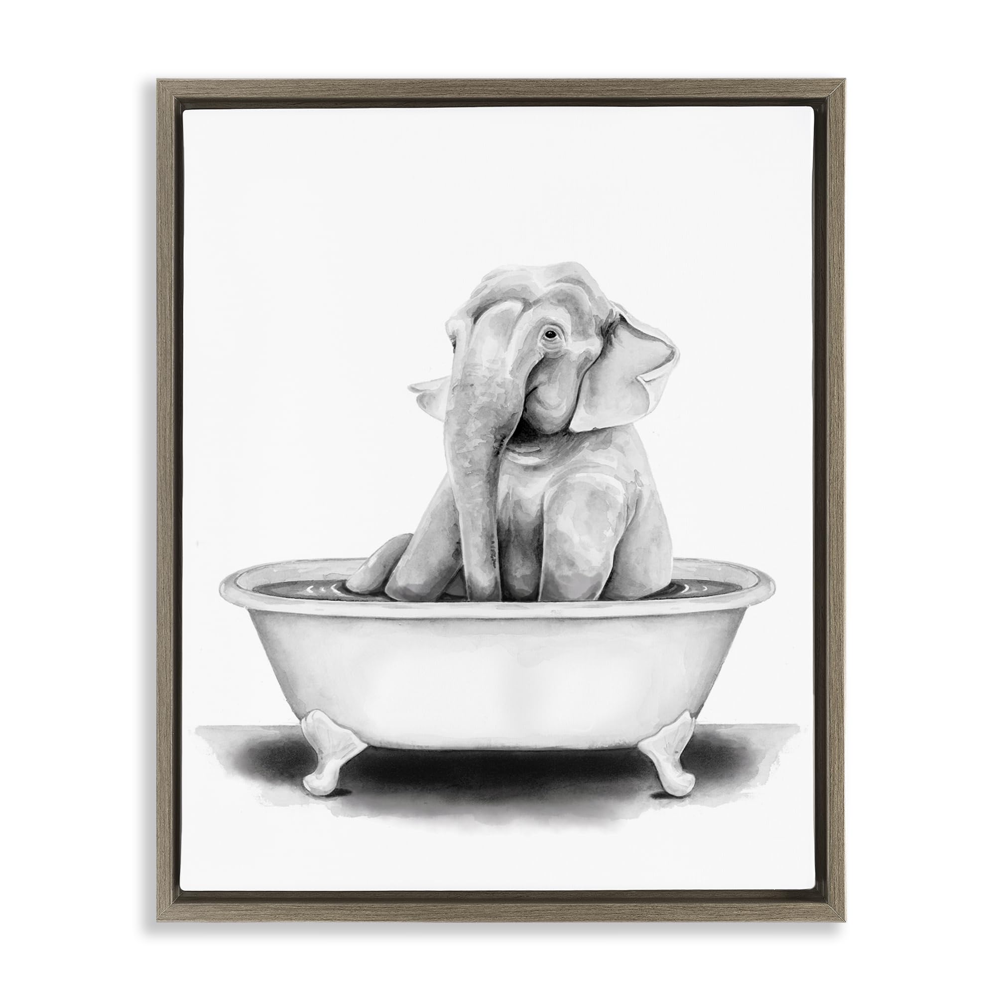 Funny Elephant Bath Time Nursery, 17 x 21 Inch Canvas in Floater Frame