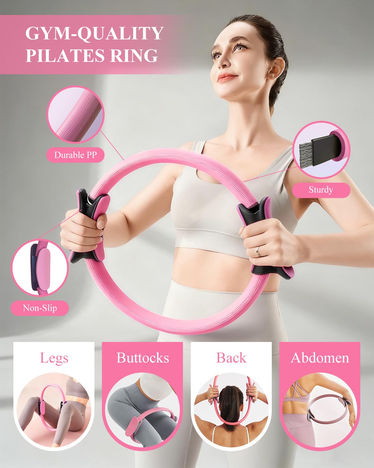 Better Me zestaw do pilatesu dla kobiet, zestaw pierścionków i piłek, podstawowy sprzęt, z 5 taśmami oporowymi, wałkiem do masażu, akcesoria startowe do jogi, do tonowania ramion, ud i