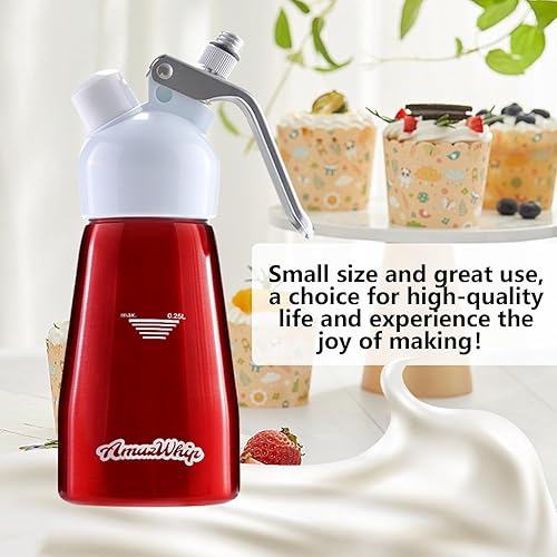 Miniatura 14 de Dispensador de crema de 8.5 fl oz para todas las aplicaciones en frío, batidor de crema de aleación de aluminio duradero con 3 boquillas decorativas