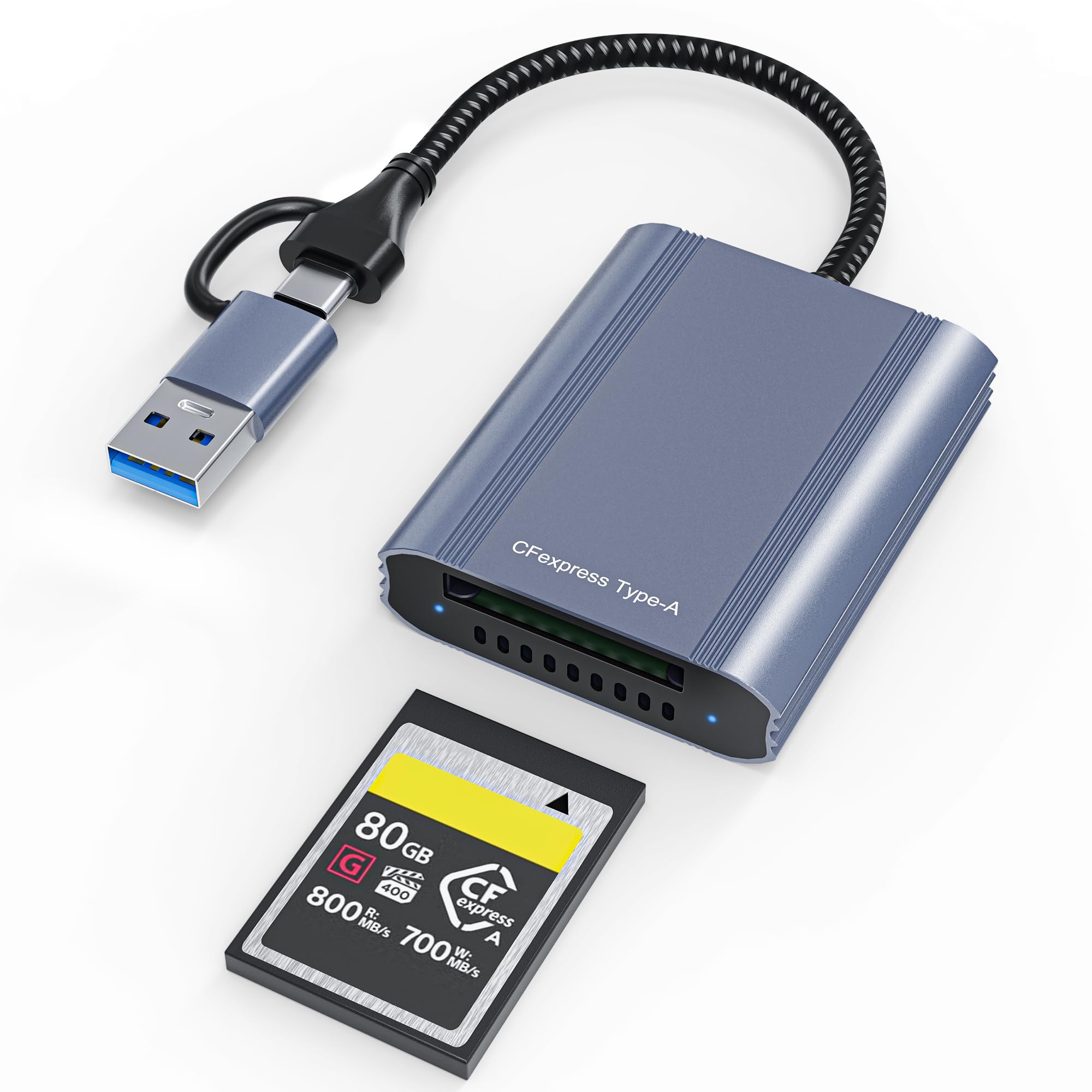 CFexpress Type A Card Reader with 10Gbps USB 3.2 Gen 2, USB-C & USB-A 2-in-1 Type A CFexpress Adapter, Compatible with Windows/Mac/Linux/Android, iPhone 17/16/15, iPad, Laptop, Tablet, Smartphone-image-8