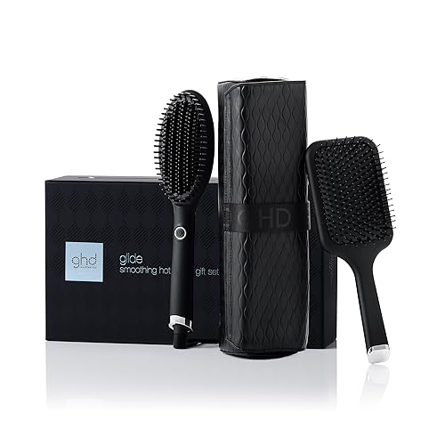 ghd Glide Smoothing Hot Brush - For Smooth, Glossy & Frizz-Free Results - For All Hair Types (UK Plug) - Black - Giftset