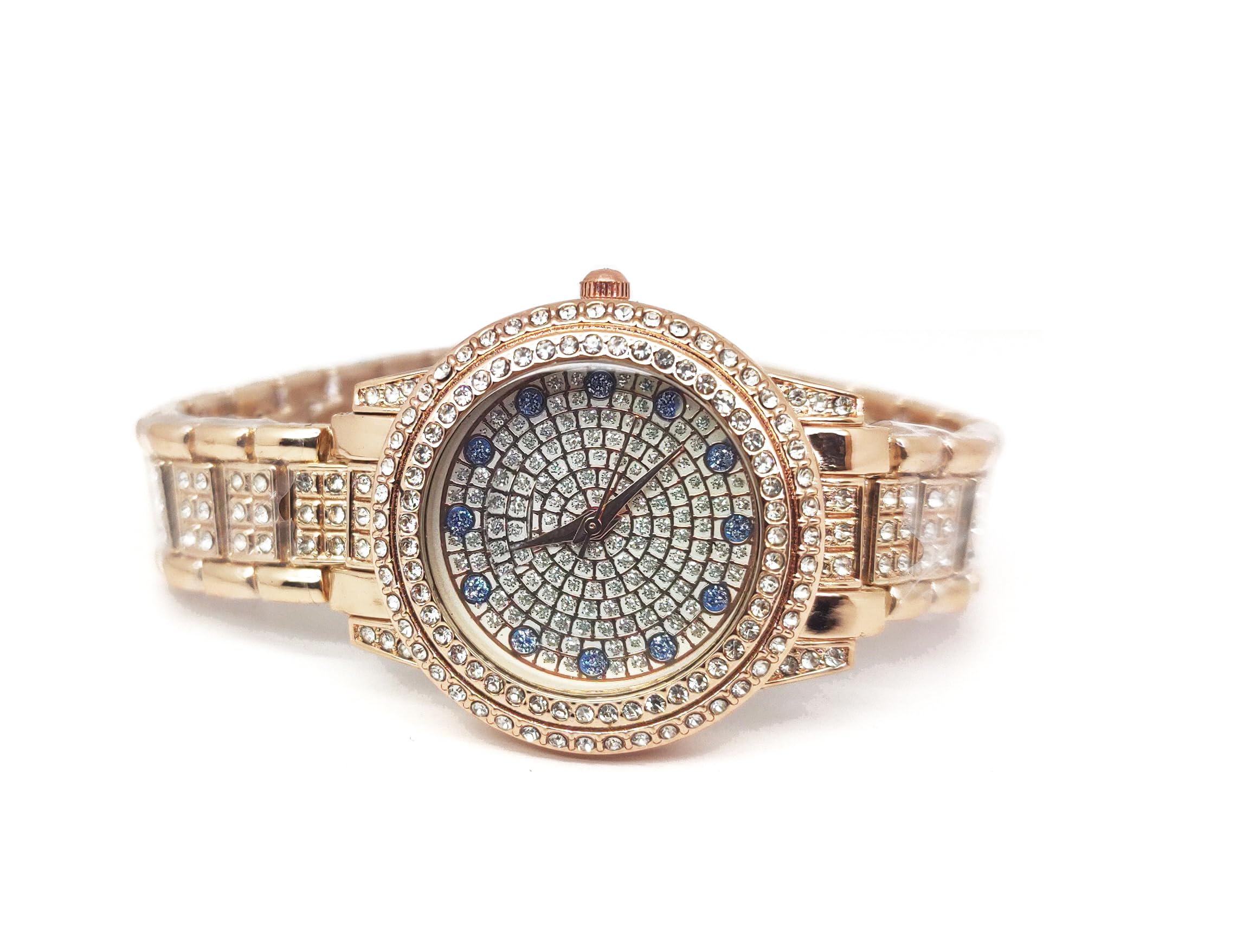 Elivor Diamond-Like Studded Watch for Women, Iced Out Diamond Bezel, Golden Dial, (B0D8C6KFQJ) Amazon Price History, Amazon Price Tracker