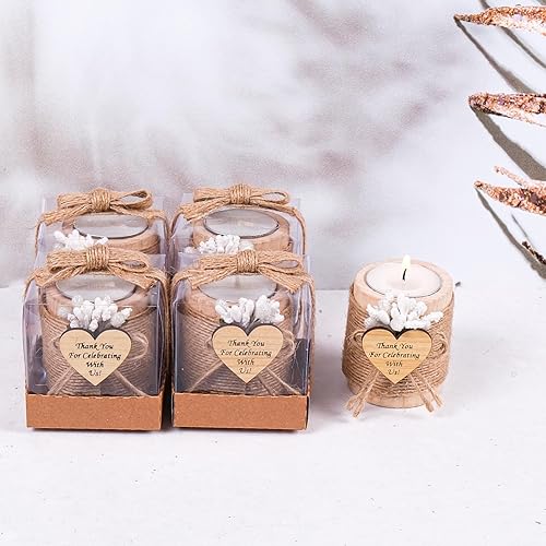 Vista 15 de HTF - Juego de 10 portavelas de madera para decoración de baby shower, regalos de revelación de género, portavelas de madera para baby shower Marrón