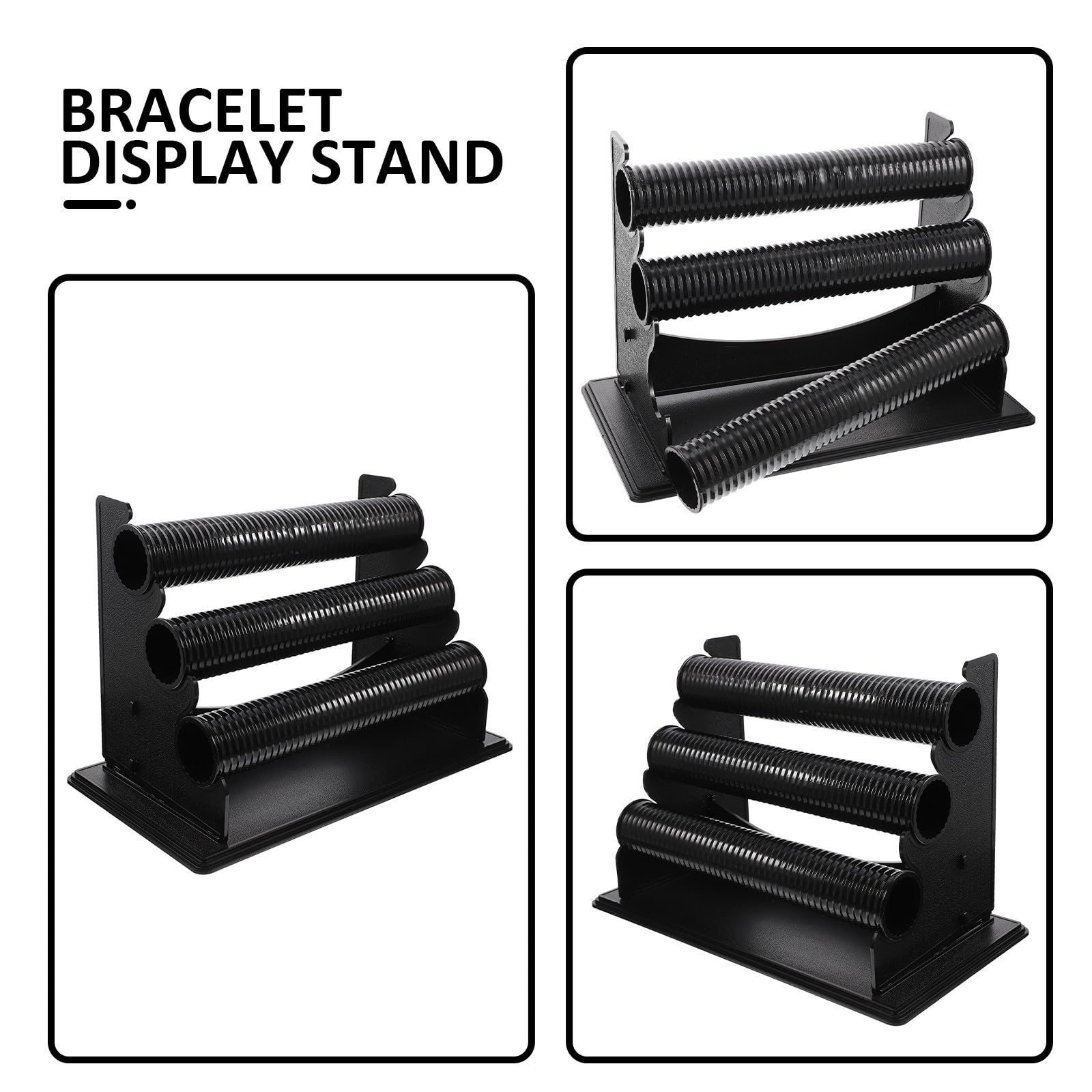 Alipis Estante para Pulseras de 3 Capas en Pvc Negro, Expositor de Joyas y Organizador de Relojes para Baño o Tienda, Desmontable y Multifuncional