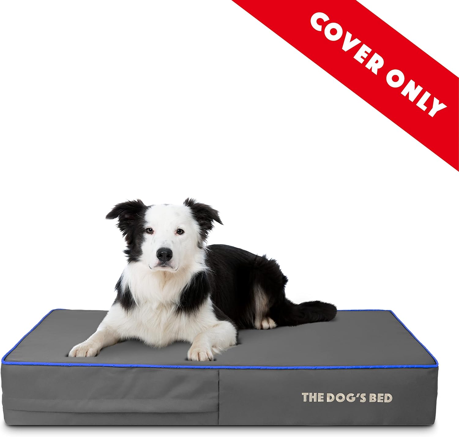 Replacement Outer Cover ONLY (Outer Cover ONLY - NO Bed, NO Waterproof Inner) for The Dog's Bed, Washable Oxford Fabric, Large 40” x 25” x 6” (Grey with Dark Blue Trim) : Pet Supplies