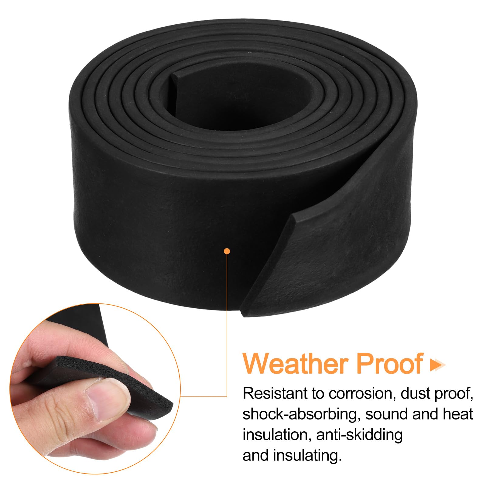 sourcing map Gumowy arkusz pianki EPDM paski 40 mm (szer.) x 3 mm (gł.) x 1,5 m (dł.) neoprene gumowy arkusz rolka taśma uszczelniająca do majsterkowania, do majsterkowania, izolacja
