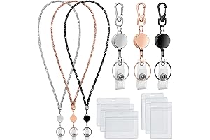 Lanyards for Id Badges 9 in 3 Set Bling Badge Lanyard