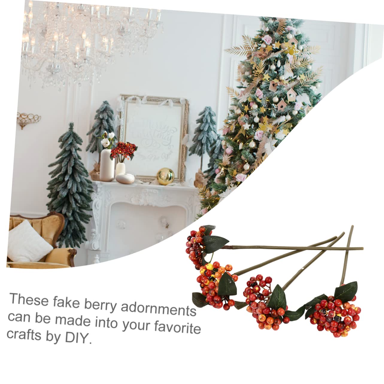 Abaodam 12stücke Realistische Beeren-Bouquets Für -Dekorationen Künstliche Beeren Für Weihnachtsdeko Rot Orange Lebendige Und Flexibele Arrangements Für Vasen Und Weihnachtsbaumdeko