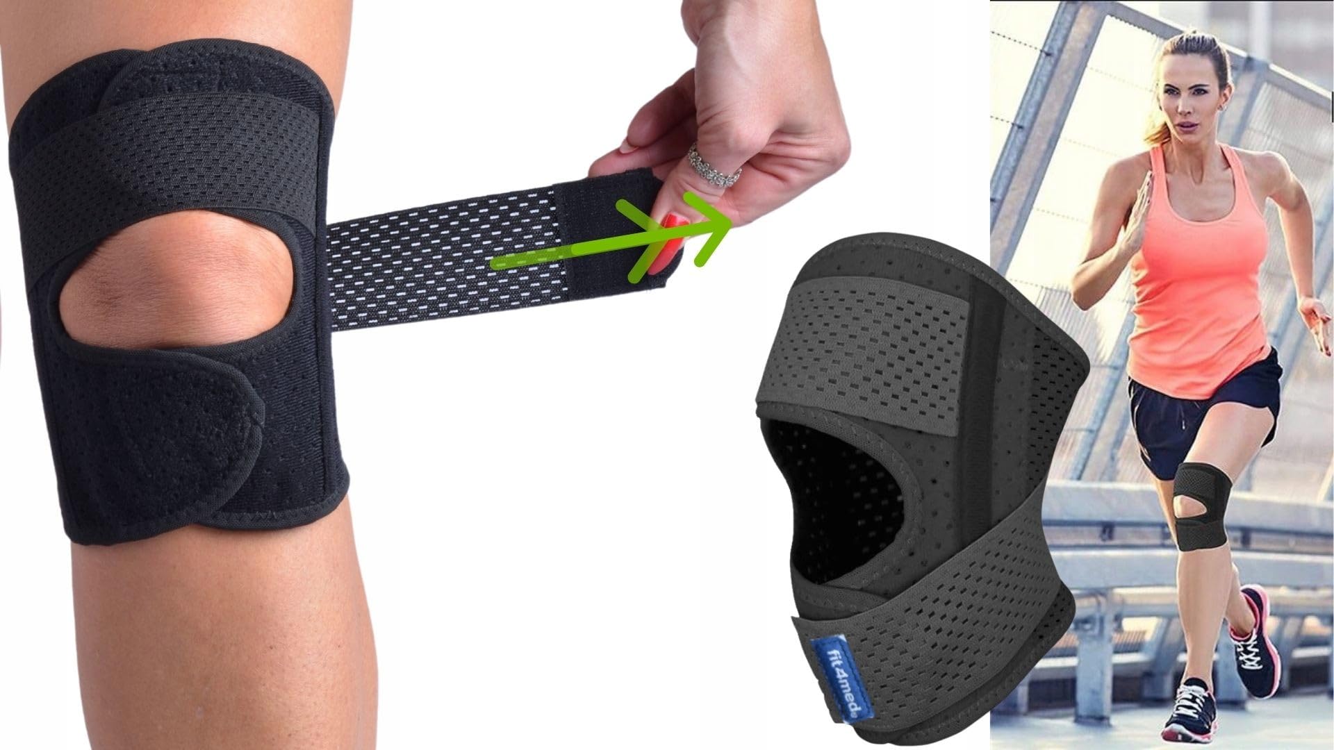 Stabilizator Kompresyjny Kolana z Bocznymi Fiszbinami, Prawy, Rozmiar L, Neopren, do Sportu i Rehabilitacji, Czarny