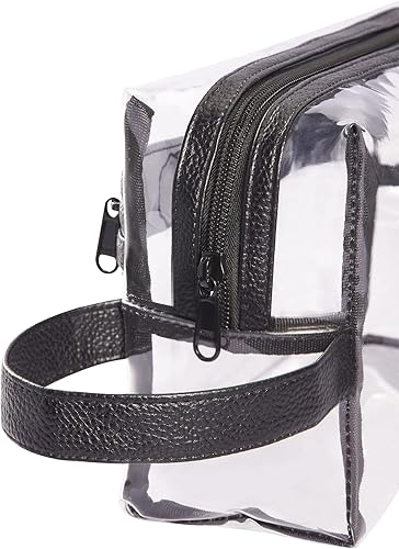 Miniatura 8 de Neceser de aseo transparente, para maquillaje, productos de afeitar, cosméticos, resistente, impermeable, con cierre y asa para viajes, Negro),