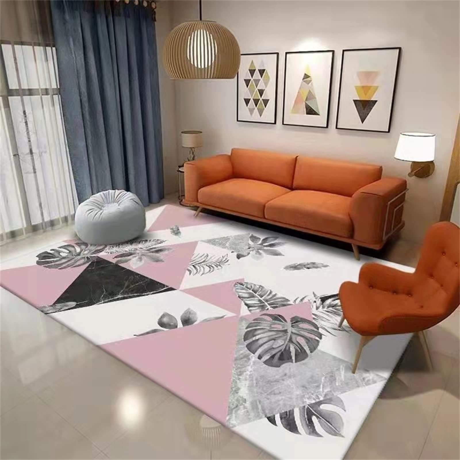 Grand tapis de salon lavable gris rose 160x230cm pour chambre ado